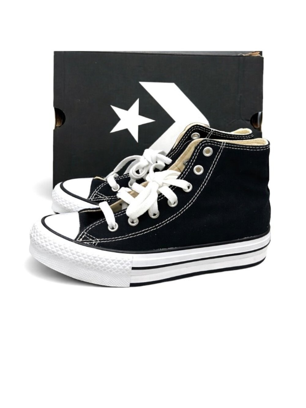 Converse Chuck Taylor All Star EVA Lift Platform Kids 3 Black High Top Sneaker